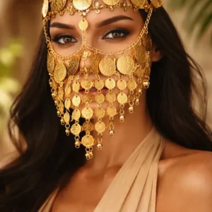 Moneda Danza Arabe Vincha Para Rostro Metal Dorado