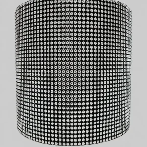 Galón Simil Strass Plástico Plata 12cm Base Negra Rollo 9m