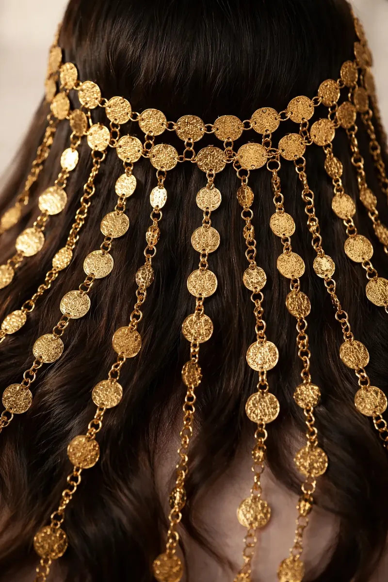 Casco Danza Árabe De Metal Dorado - Imagen 3