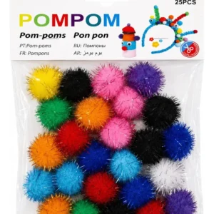 Pompones De Colores Con Lurex 25mm Por 25 Unidades