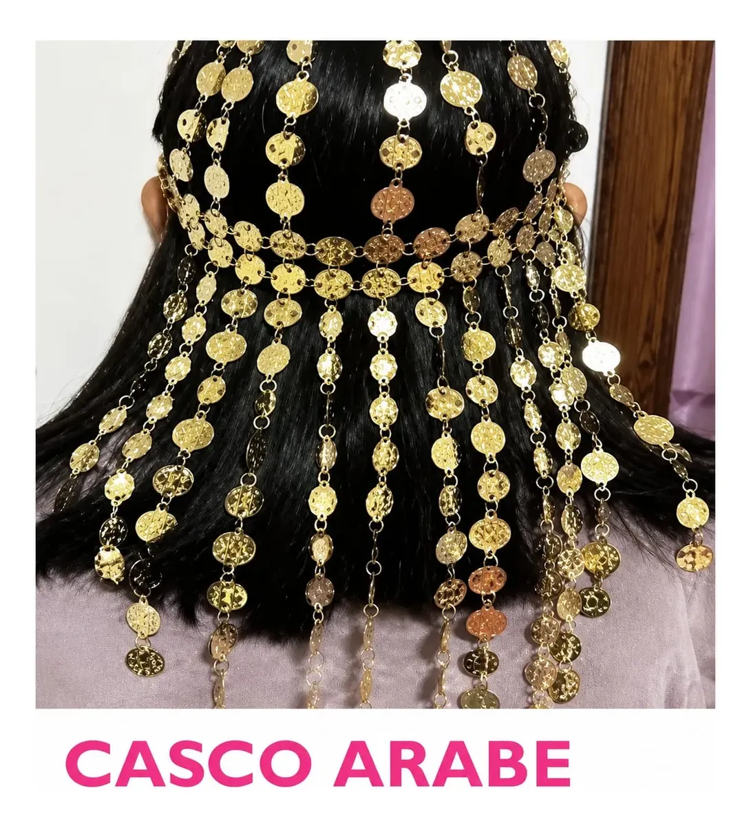 Casco Danza Árabe De Metal Dorado - Imagen 2