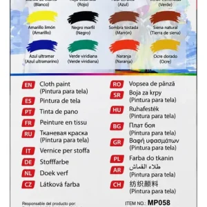Set De Pintura Para Tela 12 Colores De 12ml