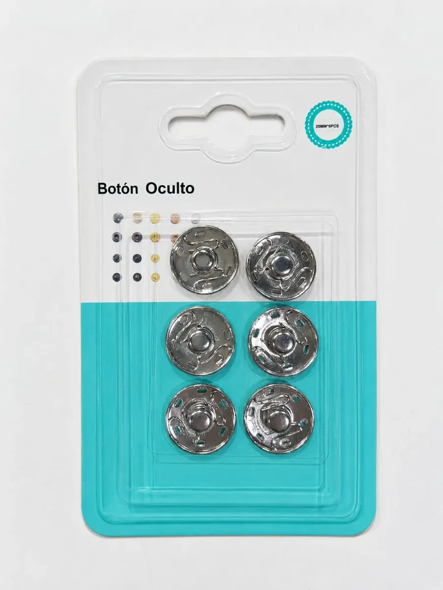Boton A Presión De 20mm Plateado Para Ropa
