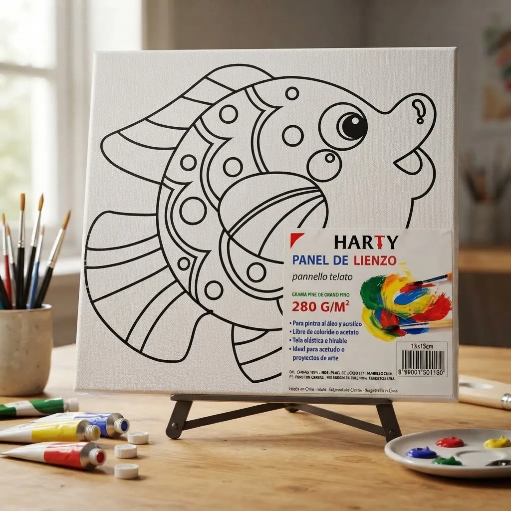 Lienzo Diseño De Pez 15x15 Cm Para Pintura Acrílica Y Óleo - Imagen 2