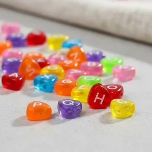Mostacillas De Colores En Forma De Corazón Con Letras
