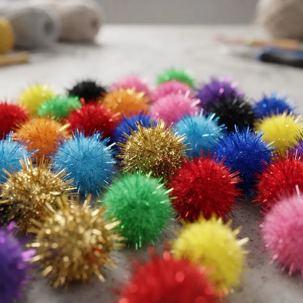 Pompones De Colores Con Lurex 25mm Por 25 Unidades - Imagen 3