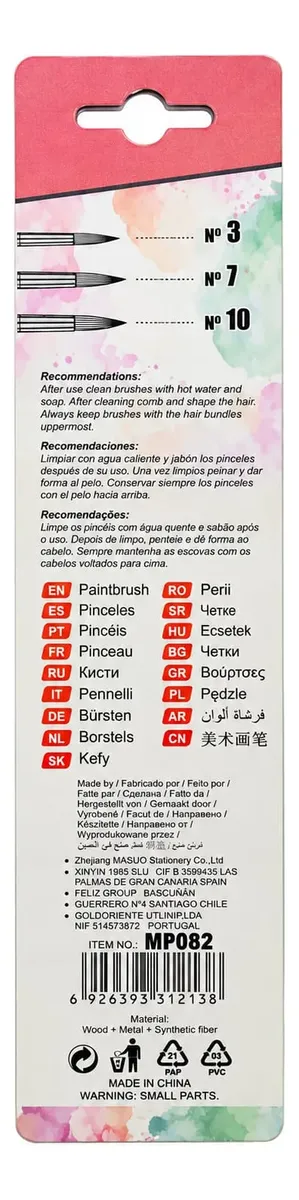Set De 3 Pinceles De Punta Fina Para Manualidades