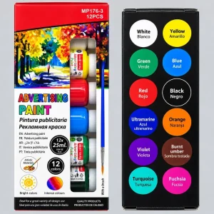Set De Pinturas 12 Colores De 25ml