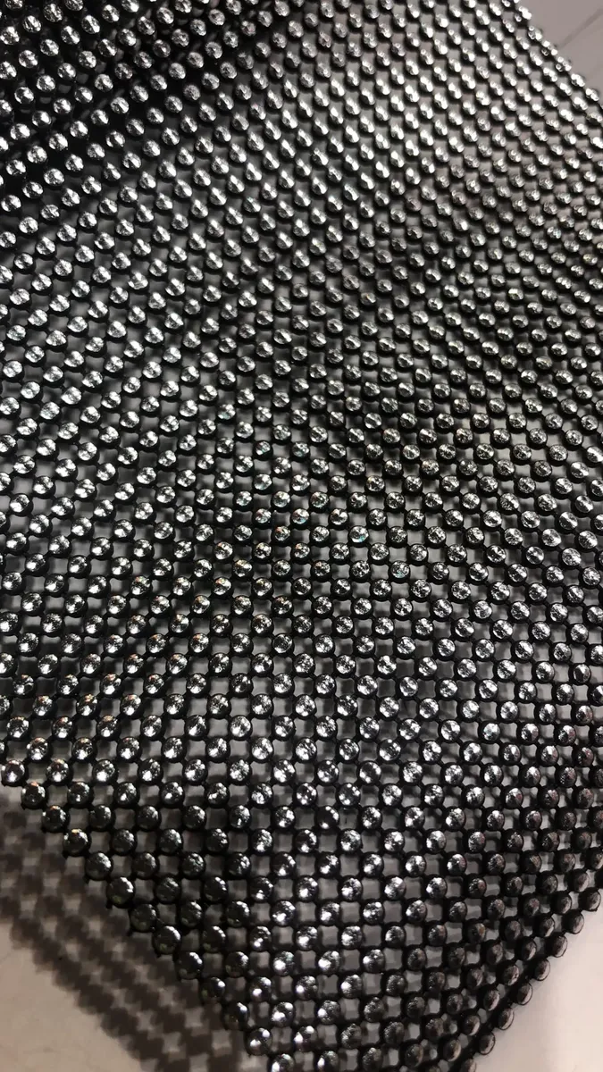 Galón Simil Strass Plástico Plata 12cm Base Negra Por Metro - Imagen 4