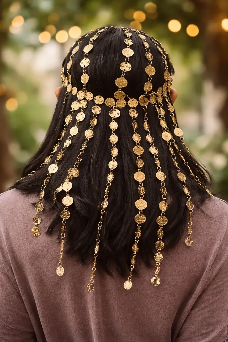 Casco Danza Árabe De Metal Dorado