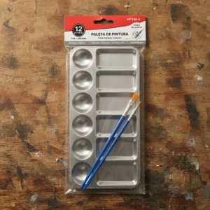 Kit De Paleta De Pintura Con 12 Divisiones Y 2 Pinceles