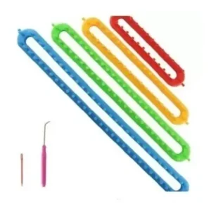 Kit de telar de punto, rectangular, caja con 4 piezas